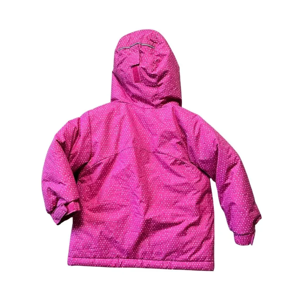Columbia girls kids insulated winter jacket/coat, size 4T, Hot Pink polka dots